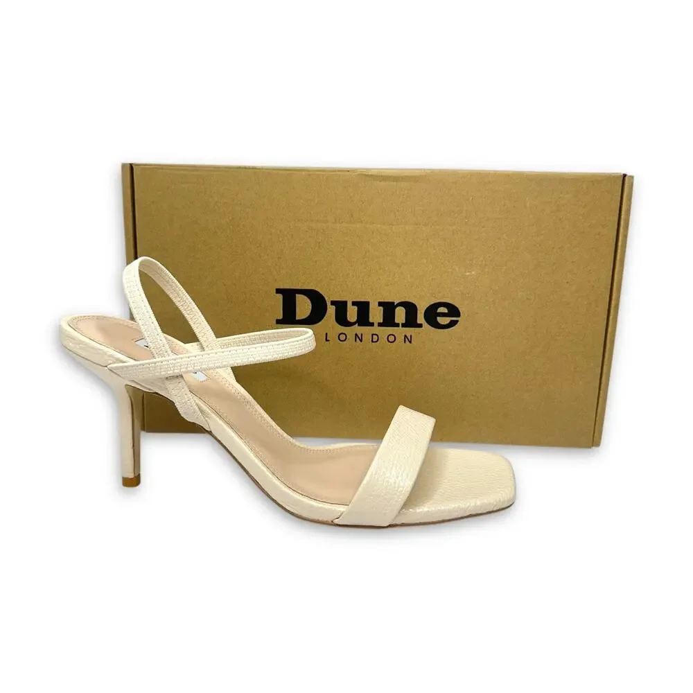 Dune London Methodical Ankle Strap Sandal 40 US 10 Ecru Neutral Reptile Heels
